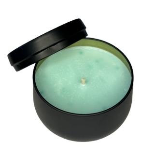 Bougie Artisanale turquoise "L'apaisée", création en édition limitée, parfumée à l'Ambre précieuse, pour une évasion assurée